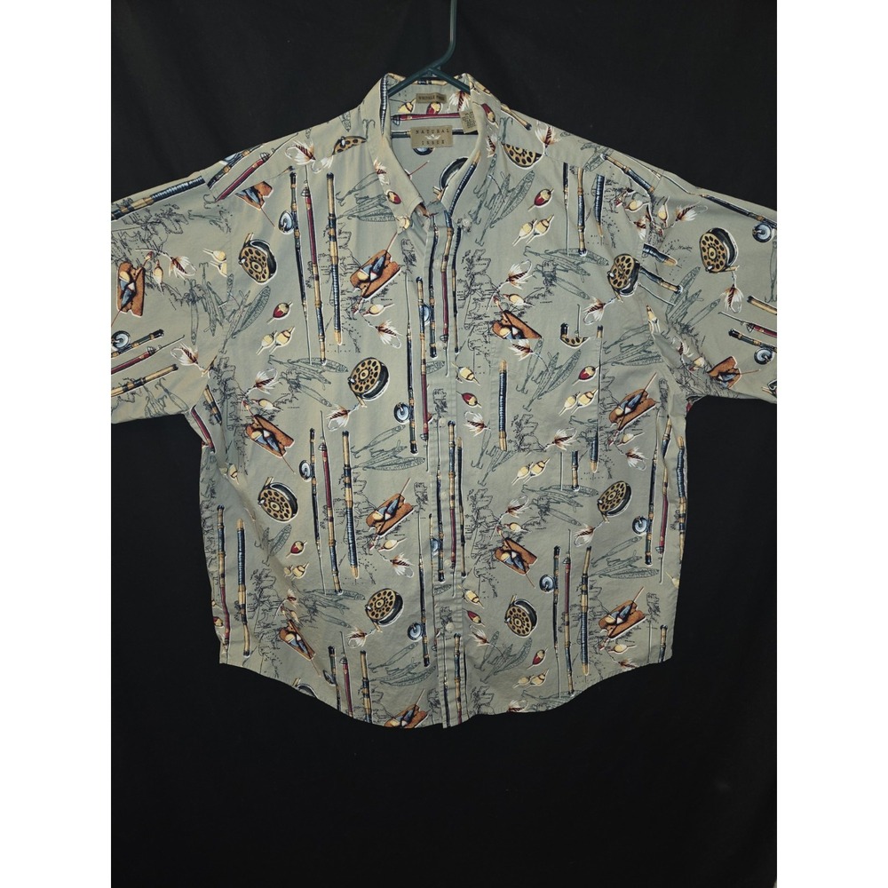 Natural Issue mens XL fly fishing shirt heavy denim Short Sleeve outdoors Vintag